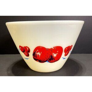 Vtg Fire King Apples Cherries Milk Glass Mixing Bowl No 10 - 9.5" X 6" USA Made